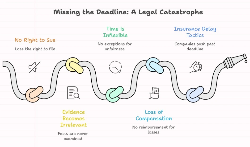 Consequences of missing California statute of limitations car accident deadline – loss of right to sue, evidence irrelevance, and denied compensation